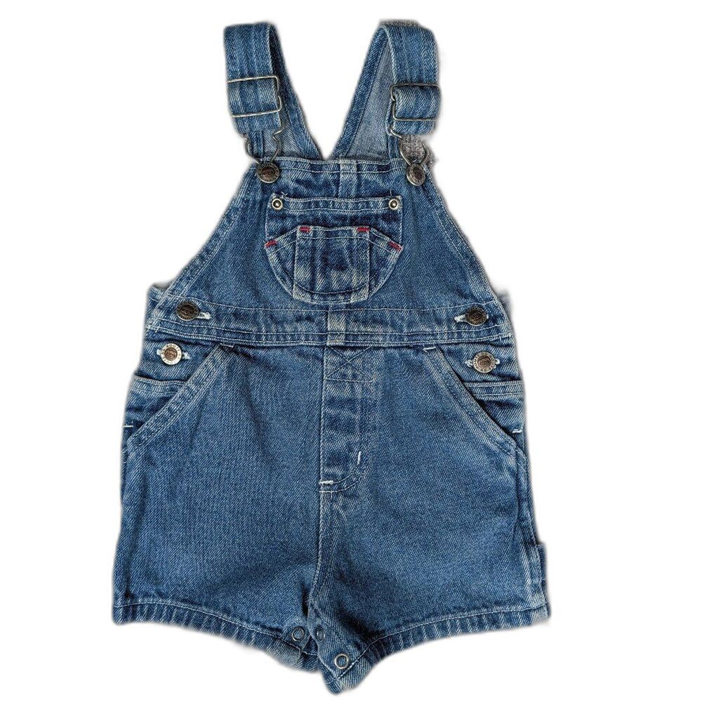 Vintage Original Route 66 Baby Blue Denim Overalls Shortalls Lil 66 Sz 12m